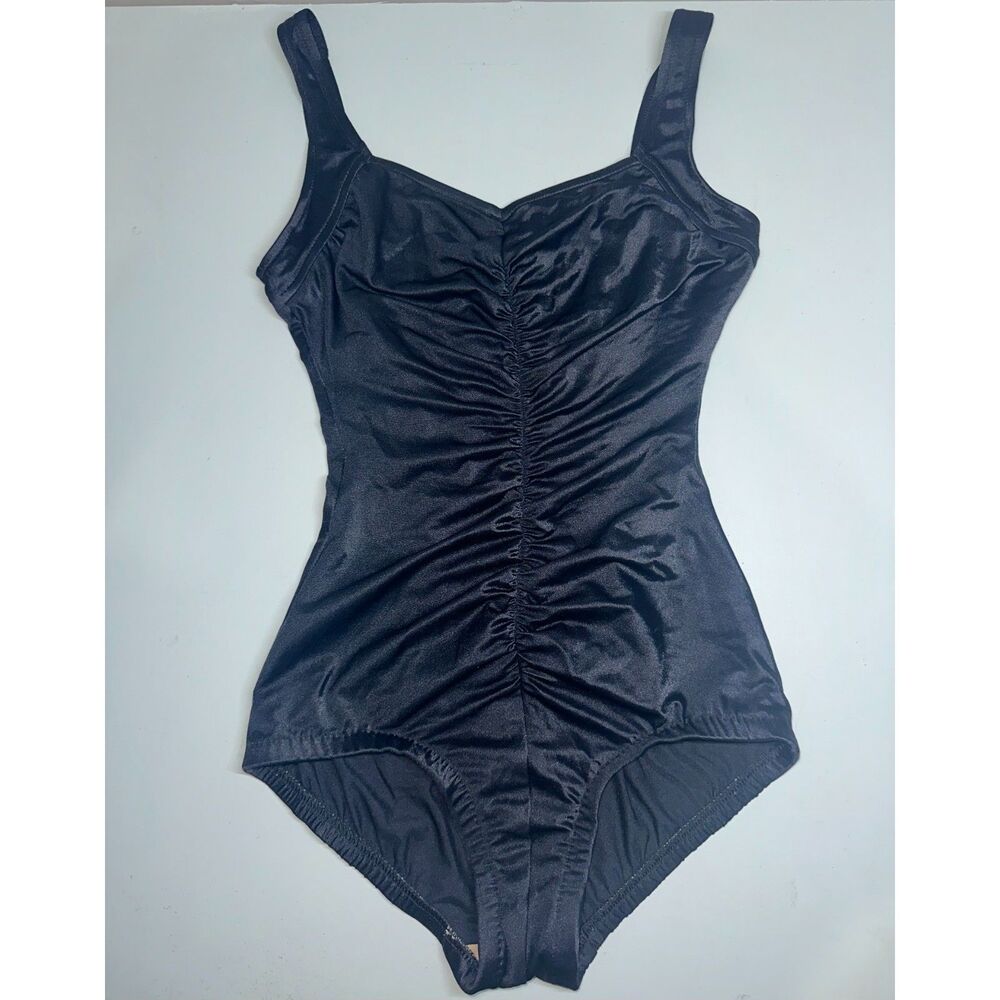 Vintage 70s 80s Maxine of Hollywood Pin‎ Up Swimsuit Size 10 Black